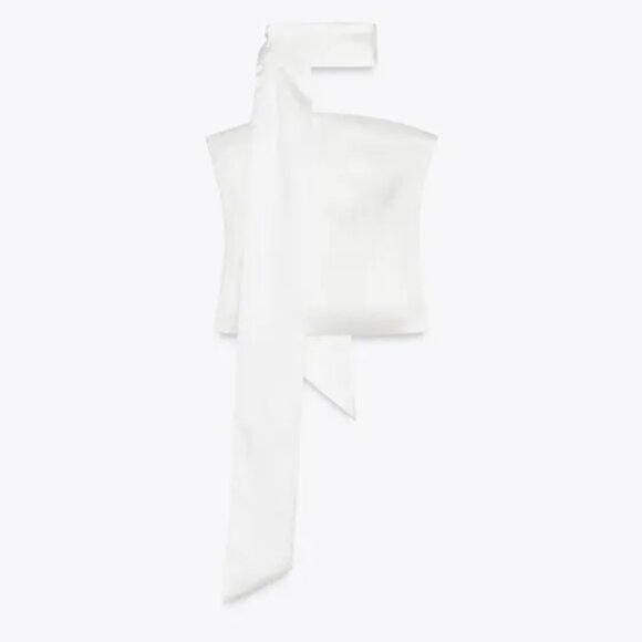 ZARA Draped Satin Scarf Top – White – Sizes S & M – NWT 🤍 - Picture 5 of 14